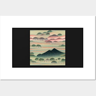 Mountain Villages Chiyogami Pattern Posters and Art